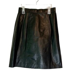 vintage Leather black high rise mini skirt biker grunge 90s Y2K emo western XS
